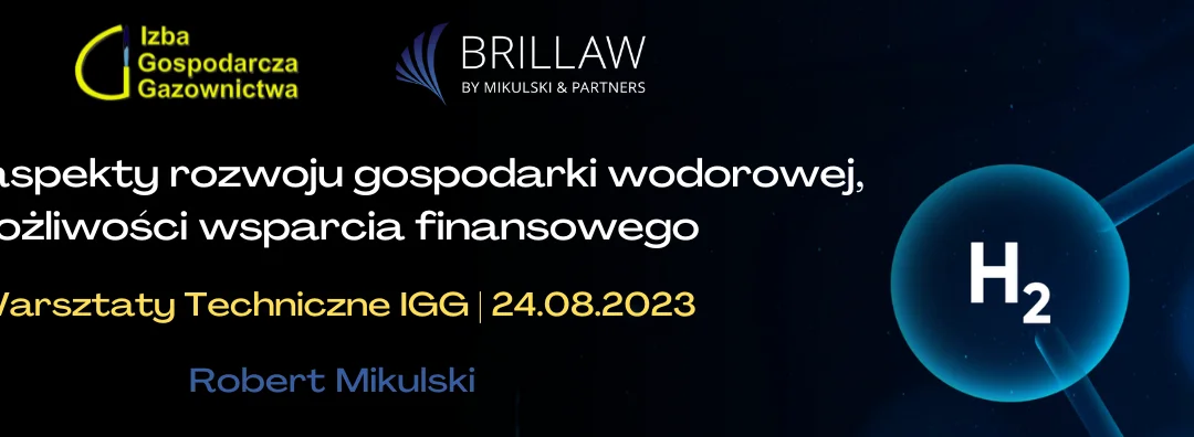 Prawne aspekty rozwoju gospodarki wodorowej, możliwości wsparcia finansowego | Warsztaty Techniczne IGG [24.08.2023]